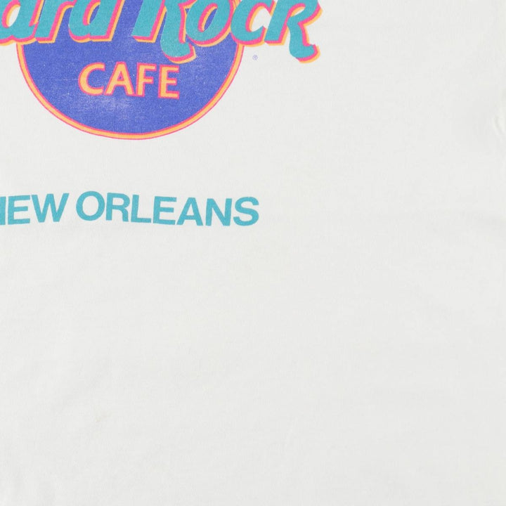 ~90'S Hanes HARD ROCK CAFE Advertising T-Shirt, Made in USA, Men's Size L (approx.), Vintage cotton white type Vintage Second Hand