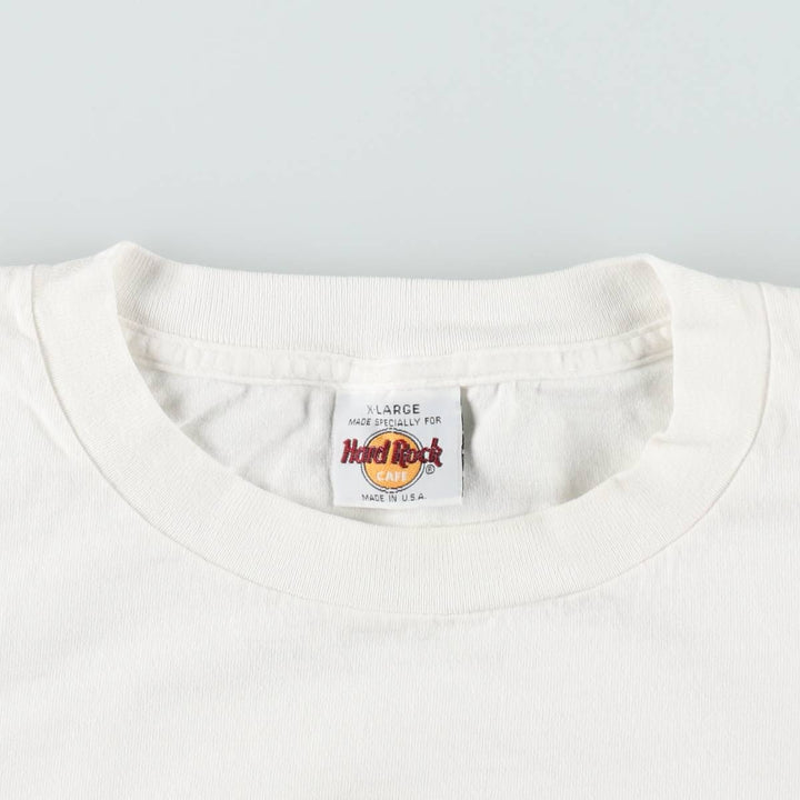~90'S Hard Rock Cafe Advertising T-Shirt, Made in USA, Men's XL equivalent, Vintage cotton white type Vintage Second Hand