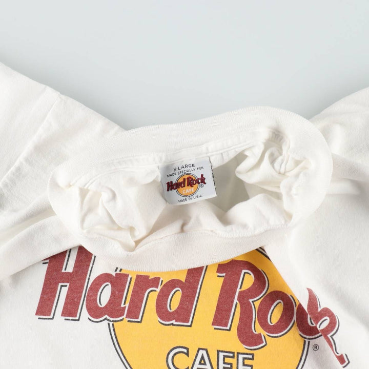 ~90'S Hard Rock Cafe Advertising T-Shirt, Made in USA, Men's XL equivalent, Vintage cotton white type Vintage Second Hand