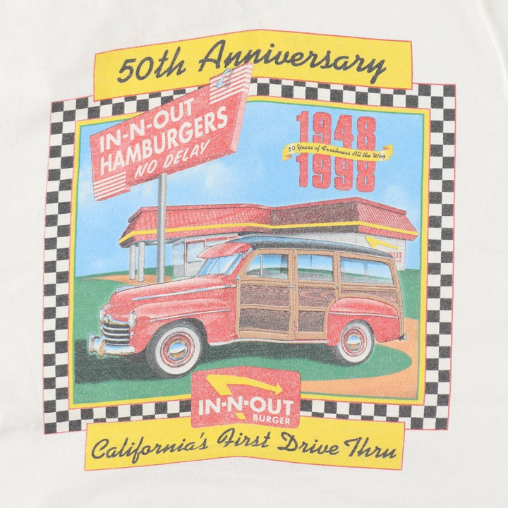 2000'S Hanes In-N-Out Burger advertising T-shirt, men's size M (approx.) cotton white type Vintage Second Hand