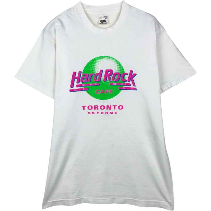 90'S Fruit of the Loom Hard Rock Cafe Advertising T-Shirt Made in Canada Men's L Vintage cotton white type Vintage Second Hand