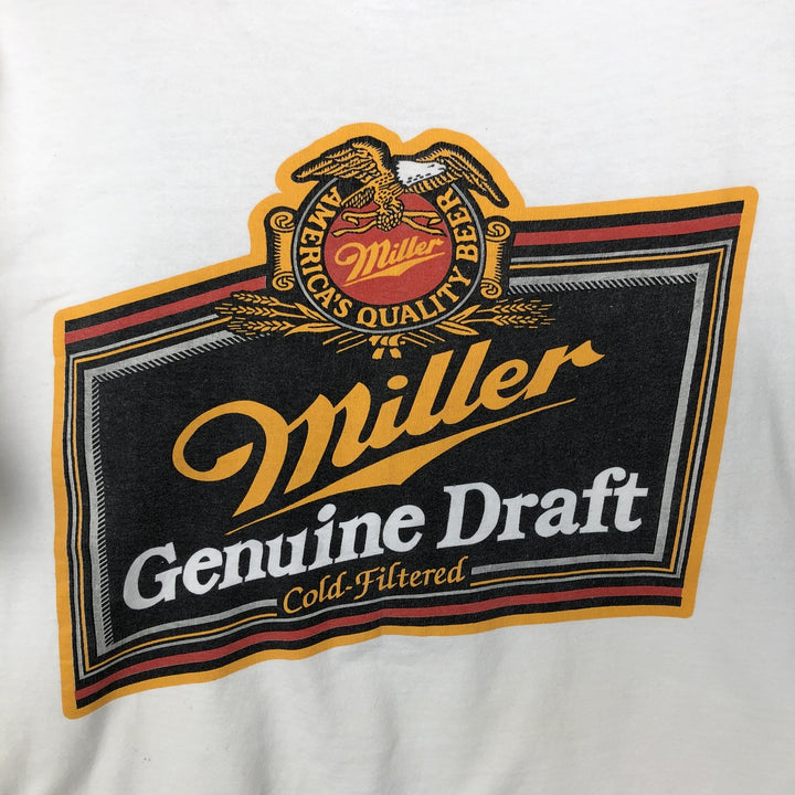 Hanes MILLER Advertising T-Shirt, Men's Size L (approx.) cotton white type Vintage Second Hand