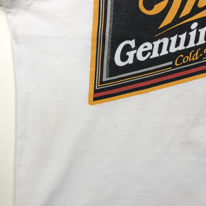Hanes MILLER Advertising T-Shirt, Men's Size L (approx.) cotton white type Vintage Second Hand