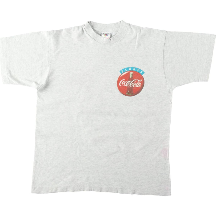 90'S Fruit of the Loom Coca-Cola Advertising T-Shirt, Made in USA, Men's Size M (approx.), Vintage cotton gray type Vintage Second Hand