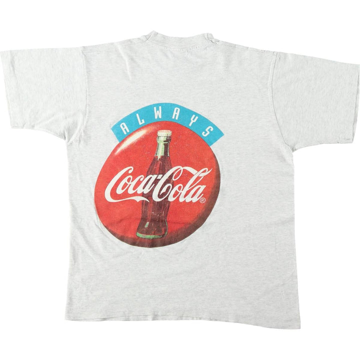 90'S Fruit of the Loom Coca-Cola Advertising T-Shirt, Made in USA, Men's Size M (approx.), Vintage cotton gray type Vintage Second Hand