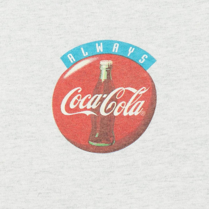 90'S Fruit of the Loom Coca-Cola Advertising T-Shirt, Made in USA, Men's Size M (approx.), Vintage cotton gray type Vintage Second Hand