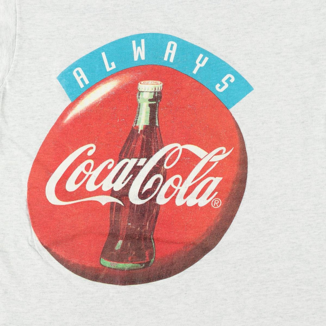 90'S Fruit of the Loom Coca-Cola Advertising T-Shirt, Made in USA, Men's Size M (approx.), Vintage cotton gray type Vintage Second Hand