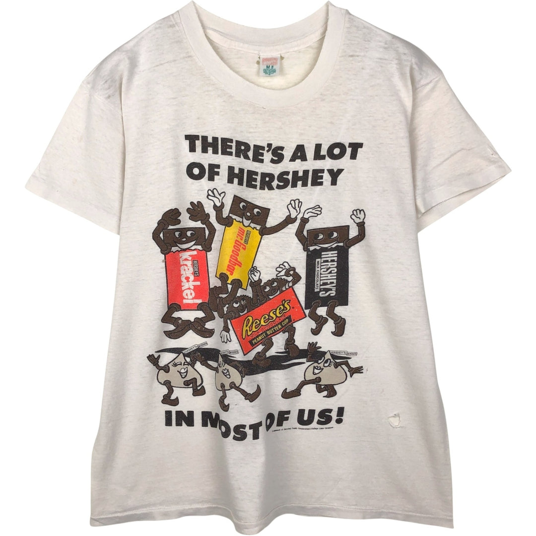 ~90'S Hanes HERSHEY'S Advertising T-Shirt, Made in USA, Men's Size M (approx.), Vintage cotton white type Vintage Second Hand