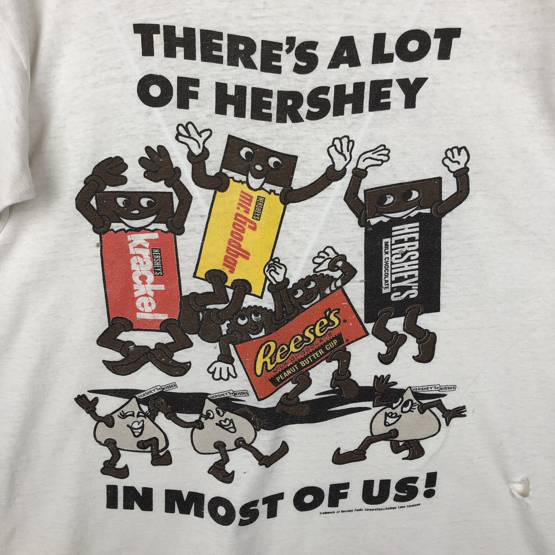 ~90'S Hanes HERSHEY'S Advertising T-Shirt, Made in USA, Men's Size M (approx.), Vintage cotton white type Vintage Second Hand