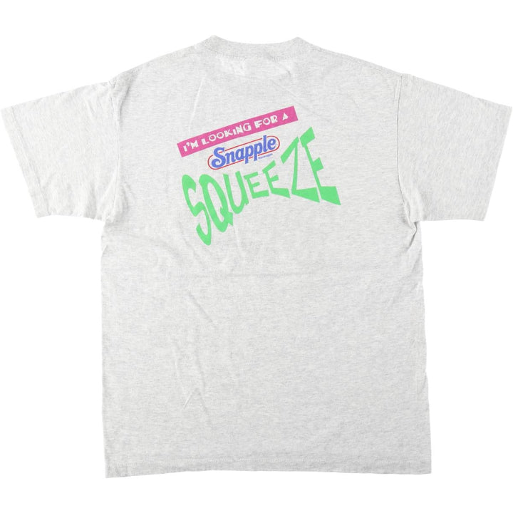 ~90'S Anvil Snapple Advertising T-Shirt, Made in USA, Men's Size L (approx.), Vintage cotton gray type Vintage Second Hand