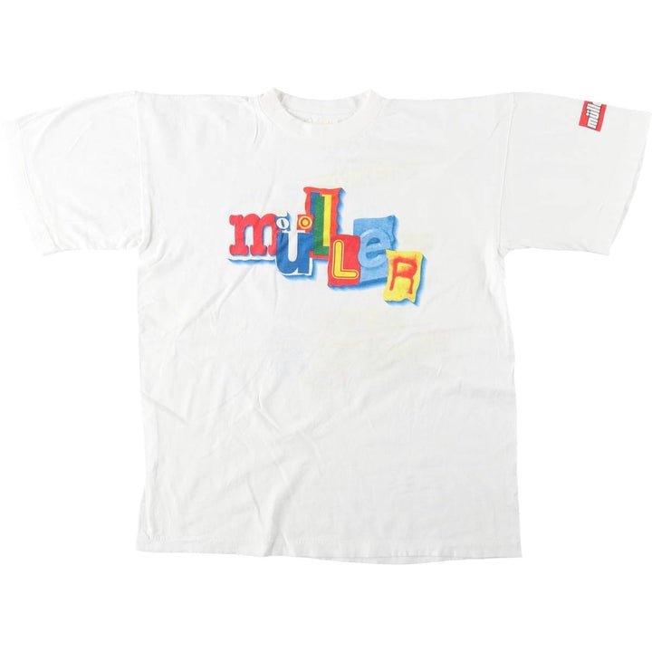 ~90'S Sun Müller advertising T-shirt, men's size L equivalent, vintage. cotton white type Vintage Second Hand