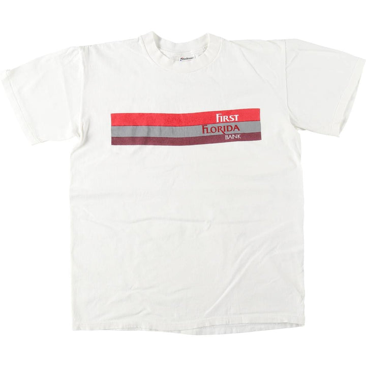 ~90'S Stedman FIRST FLORIDA BANK Advertising T-Shirt, Made in USA, Men's Size M (Equivalent), Vintage cotton white type Vintage Second Hand