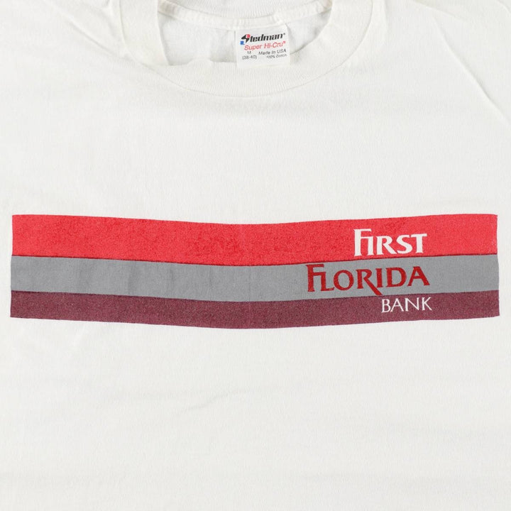 ~90'S Stedman FIRST FLORIDA BANK Advertising T-Shirt, Made in USA, Men's Size M (Equivalent), Vintage cotton white type Vintage Second Hand