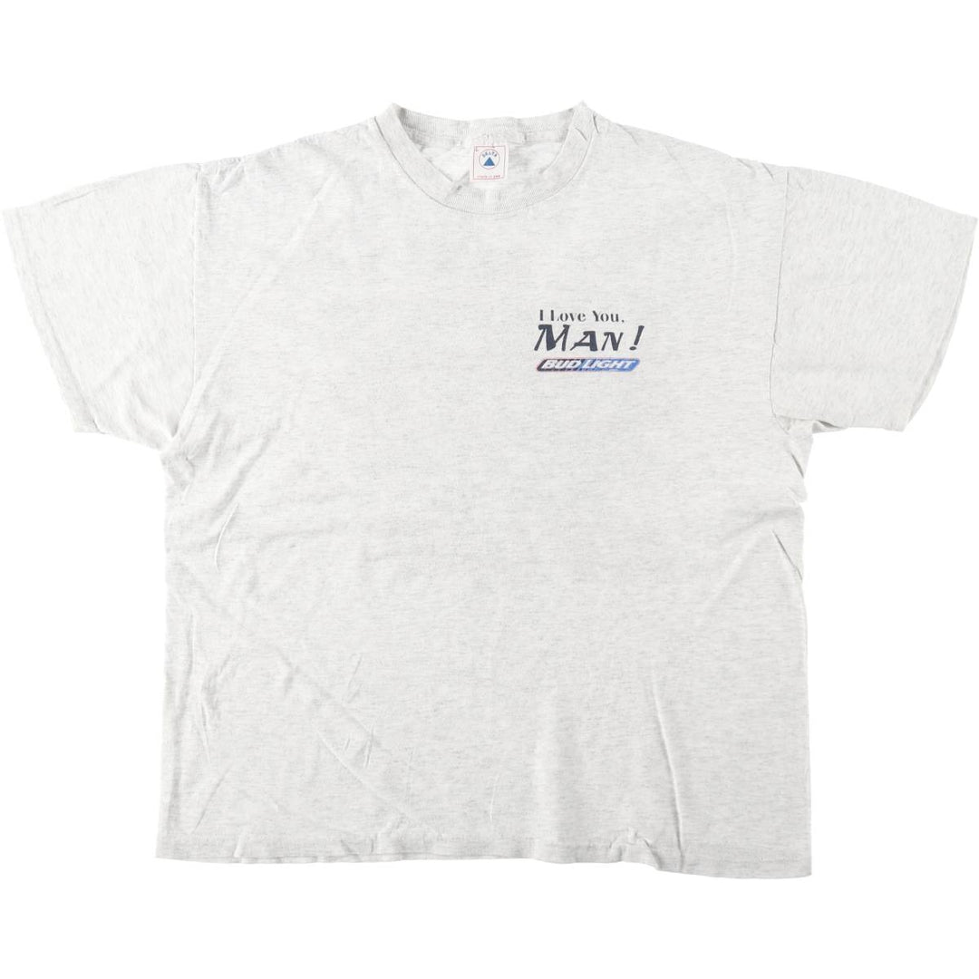 90'S Delta Bud Light Advertising T-Shirt, Made in USA, Men's Size L (approx.), Vintage cotton gray type Vintage Second Hand