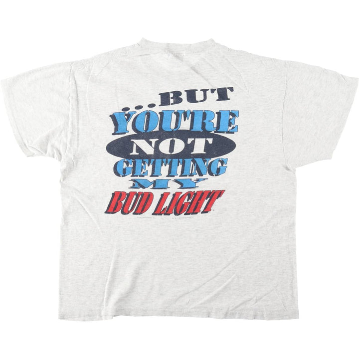 90'S Delta Bud Light Advertising T-Shirt, Made in USA, Men's Size L (approx.), Vintage cotton gray type Vintage Second Hand