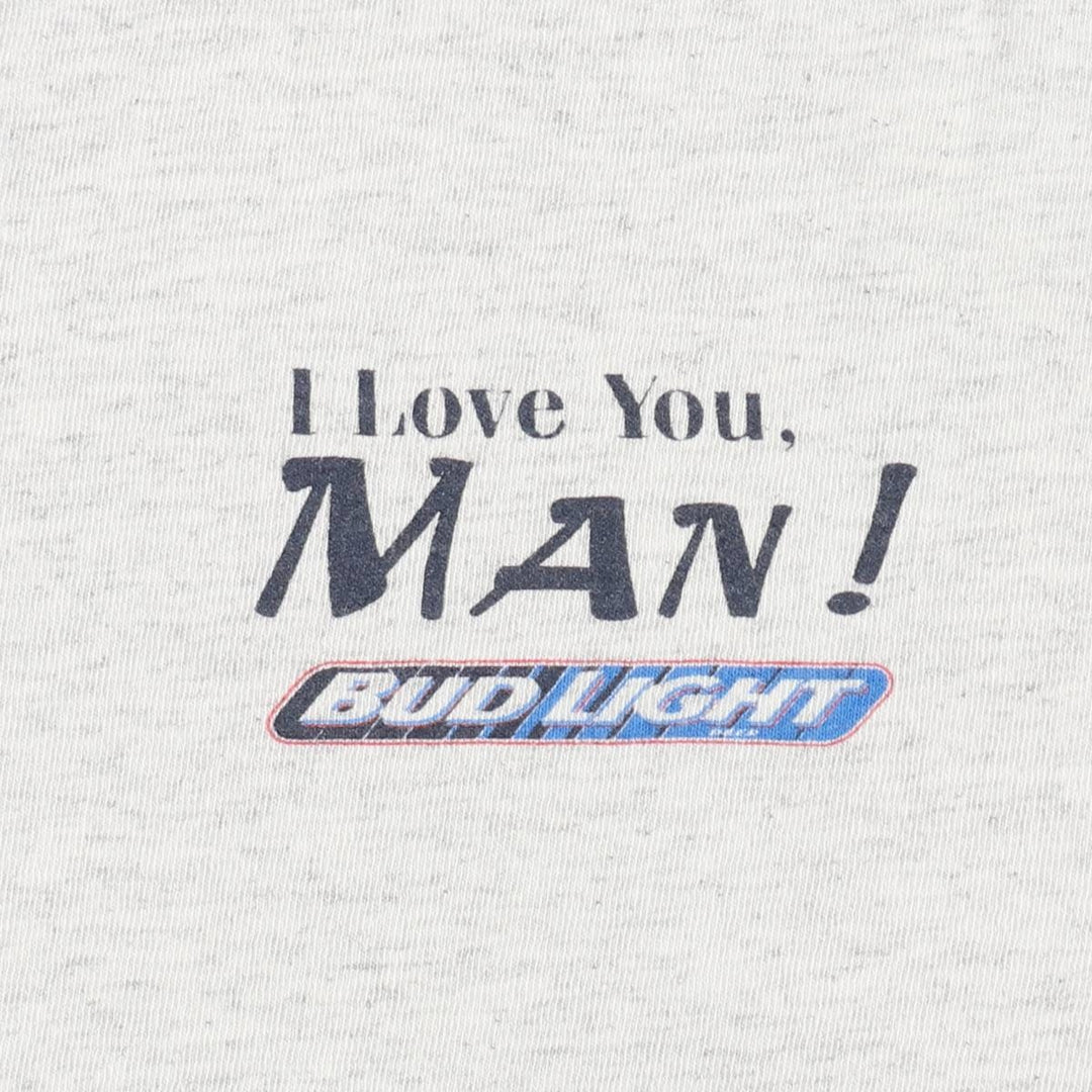 90'S Delta Bud Light Advertising T-Shirt, Made in USA, Men's Size L (approx.), Vintage cotton gray type Vintage Second Hand