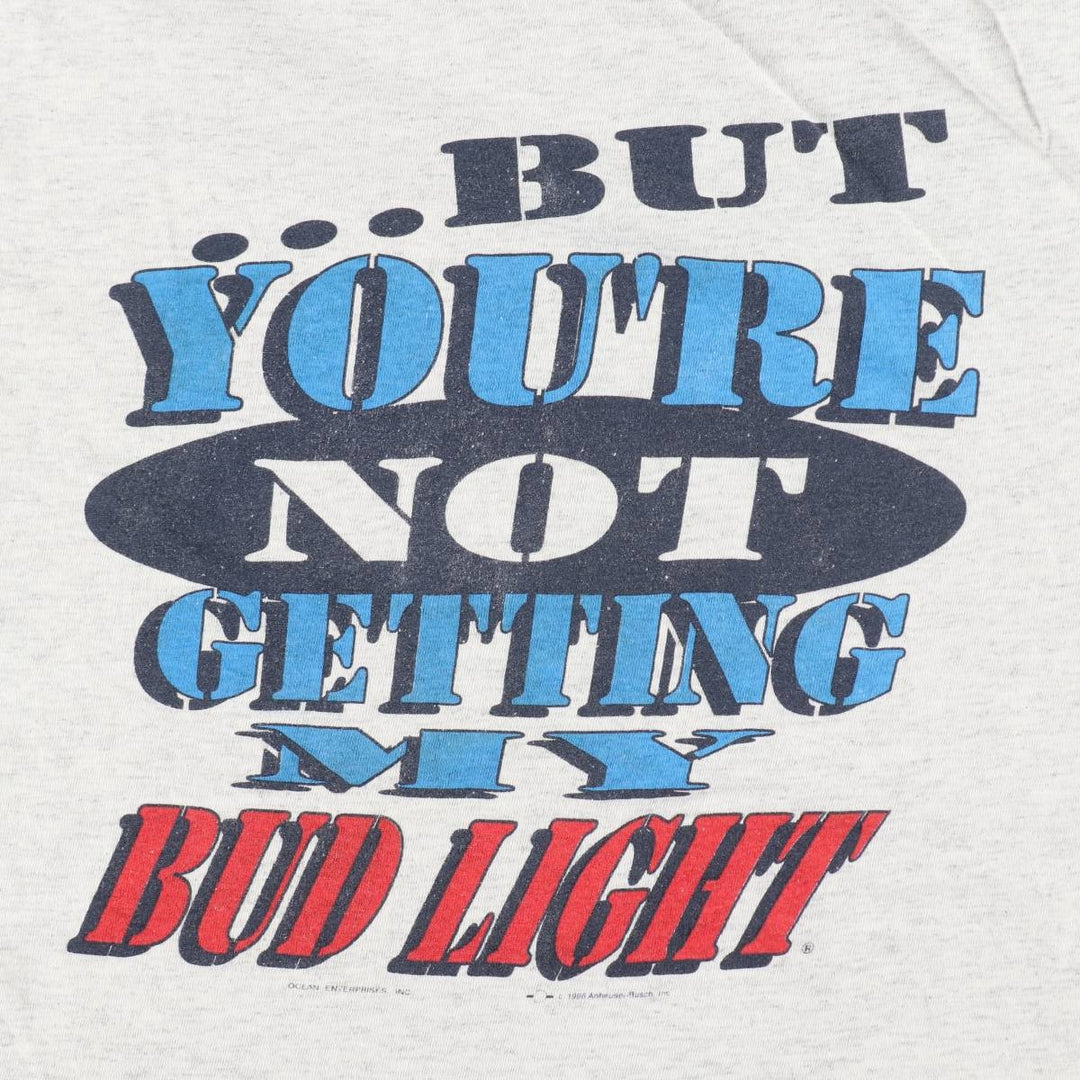 90'S Delta Bud Light Advertising T-Shirt, Made in USA, Men's Size L (approx.), Vintage cotton gray type Vintage Second Hand