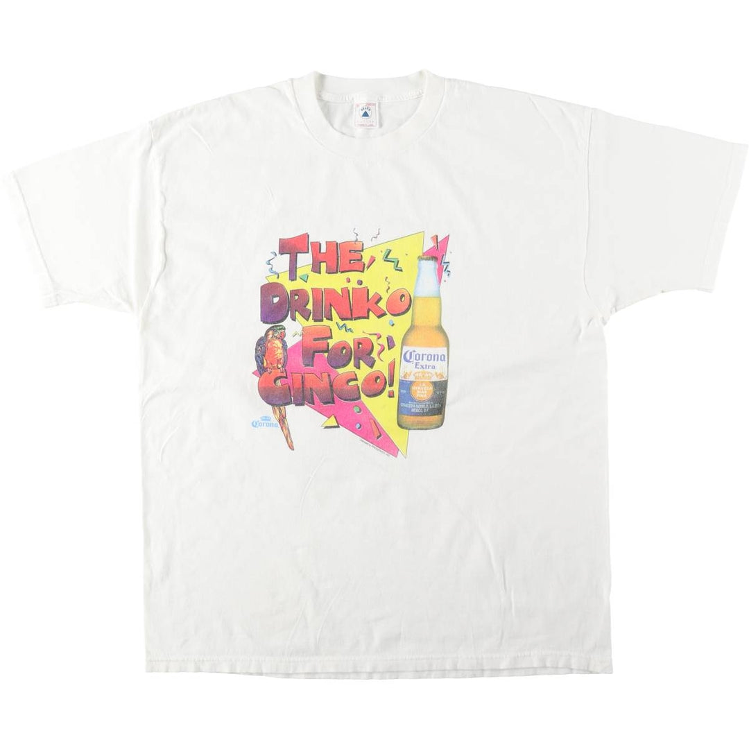 Delta Corona Extra Advertising T-Shirt, Made in USA, Men's Size XL (approx.) cotton white type Vintage Second Hand