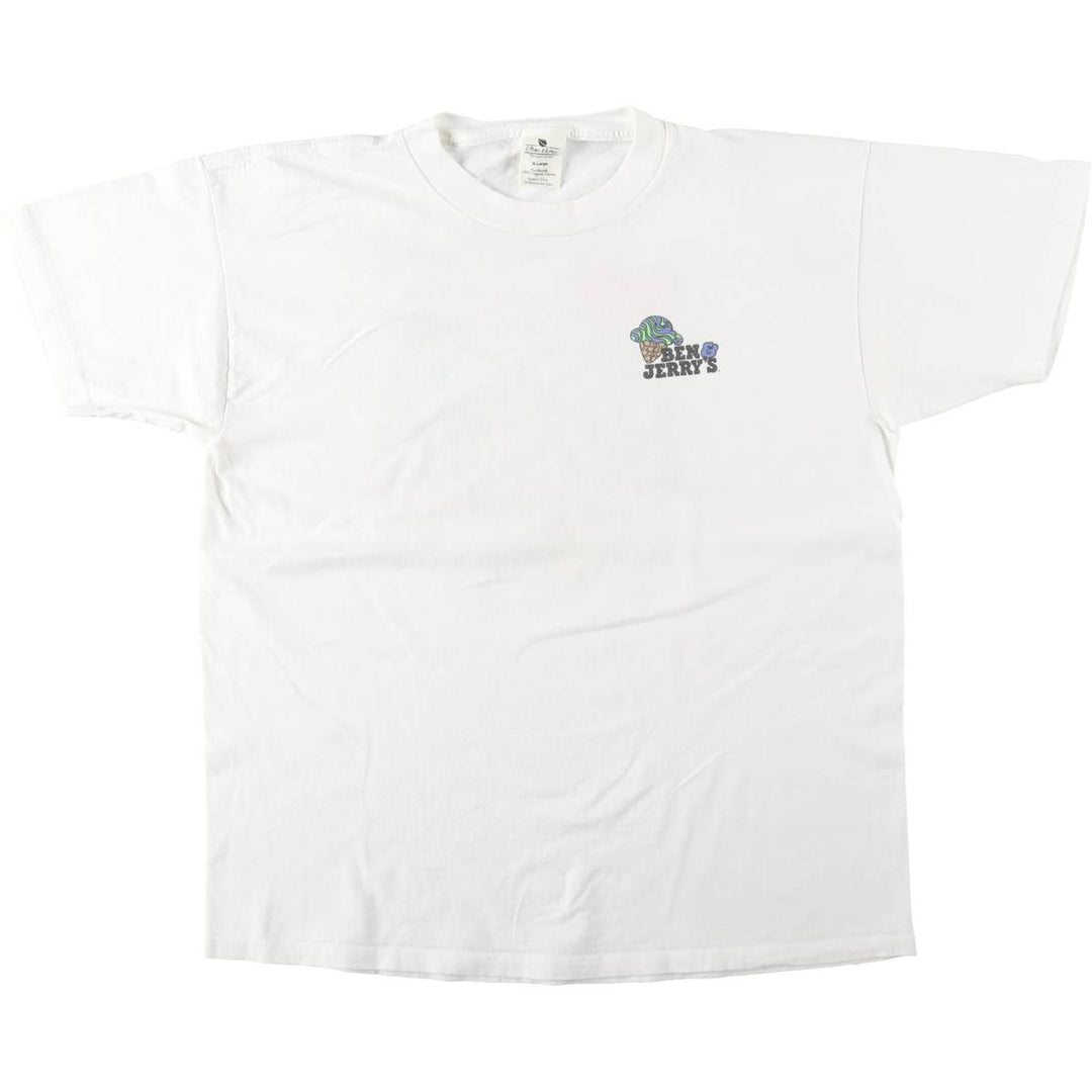 Clean Clothes Ben & Jerry's Advertising T-Shirt, Made in USA, Men's Size XL (approx.) cotton white type Vintage Second Hand