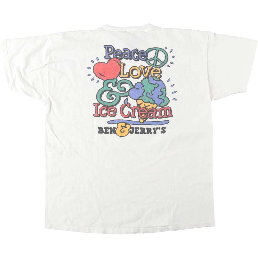 Clean Clothes Ben & Jerry's Advertising T-Shirt, Made in USA, Men's Size XL (approx.) cotton white type Vintage Second Hand