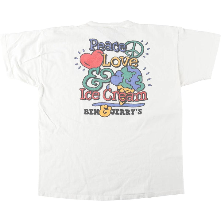 Clean Clothes Ben & Jerry's Advertising T-Shirt, Made in USA, Men's Size XL (approx.) cotton white type Vintage Second Hand