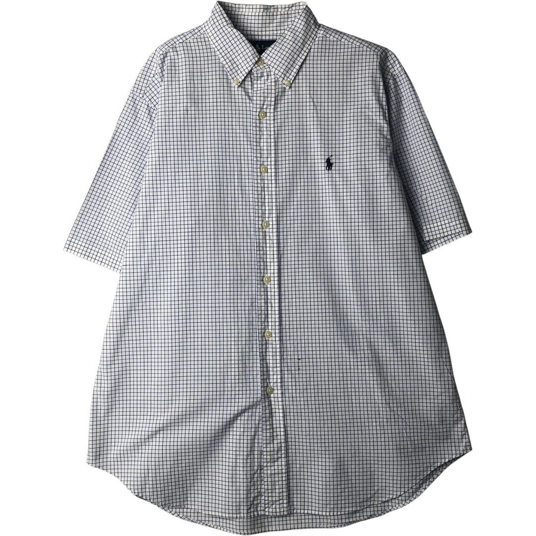 Ralph Lauren Classic Fit short sleeve button down check shirt, men's size L cotton white type Vintage Second Hand