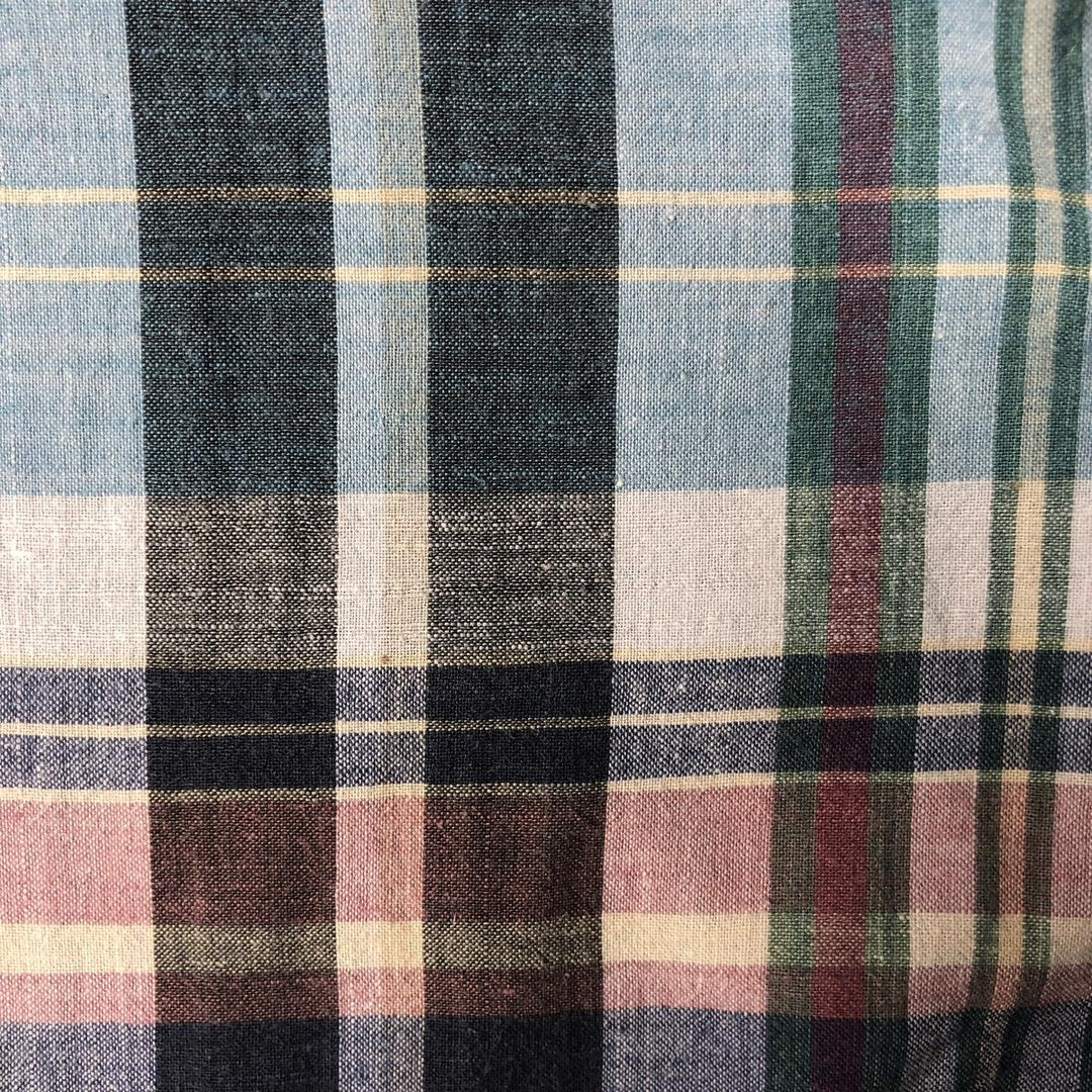 Ralph Lauren short sleeve button down check shirt, men's size M cotton navy blue type Vintage Second Hand