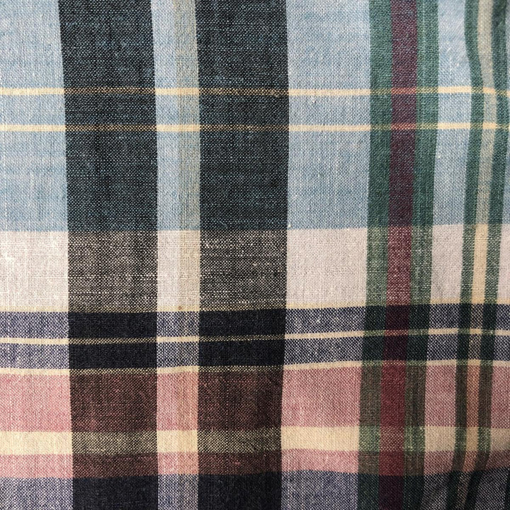 Ralph Lauren short sleeve button down check shirt, men's size M cotton navy blue type Vintage Second Hand