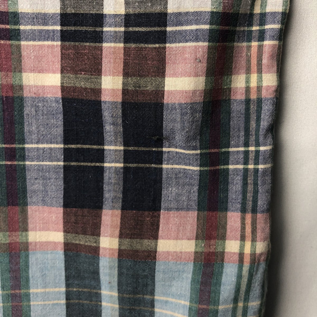 Ralph Lauren short sleeve button down check shirt, men's size M cotton navy blue type Vintage Second Hand