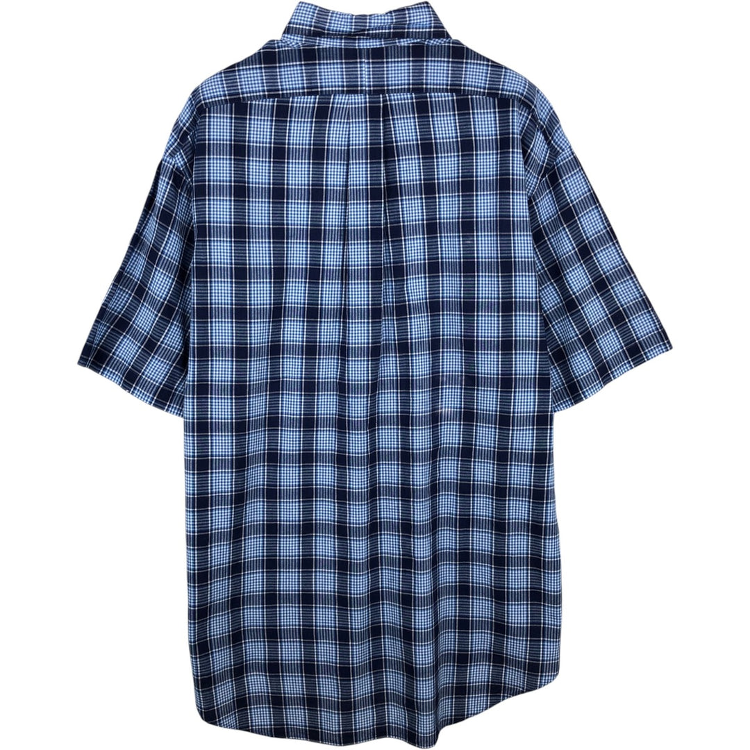 Ralph Lauren BLAKE short sleeve button down check shirt, men's size L cotton navy blue type Vintage Second Hand