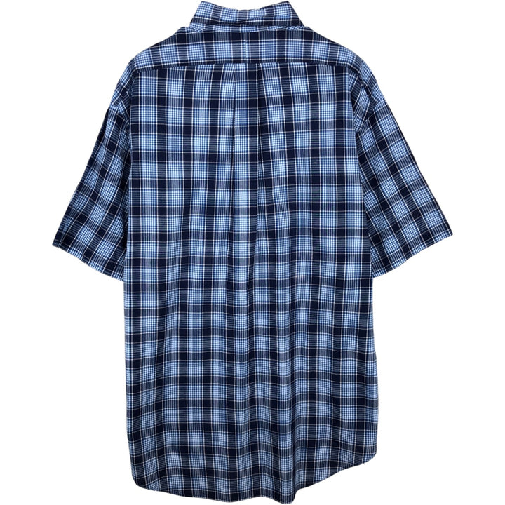 Ralph Lauren BLAKE short sleeve button down check shirt, men's size L cotton navy blue type Vintage Second Hand