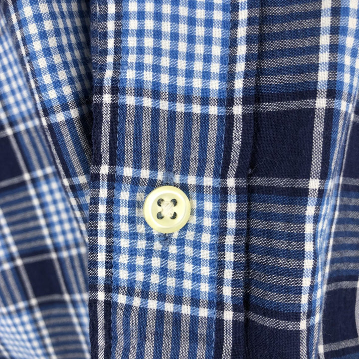 Ralph Lauren BLAKE short sleeve button down check shirt, men's size L cotton navy blue type Vintage Second Hand