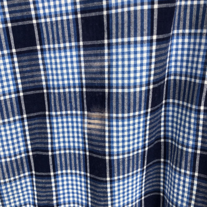 Ralph Lauren BLAKE short sleeve button down check shirt, men's size L cotton navy blue type Vintage Second Hand