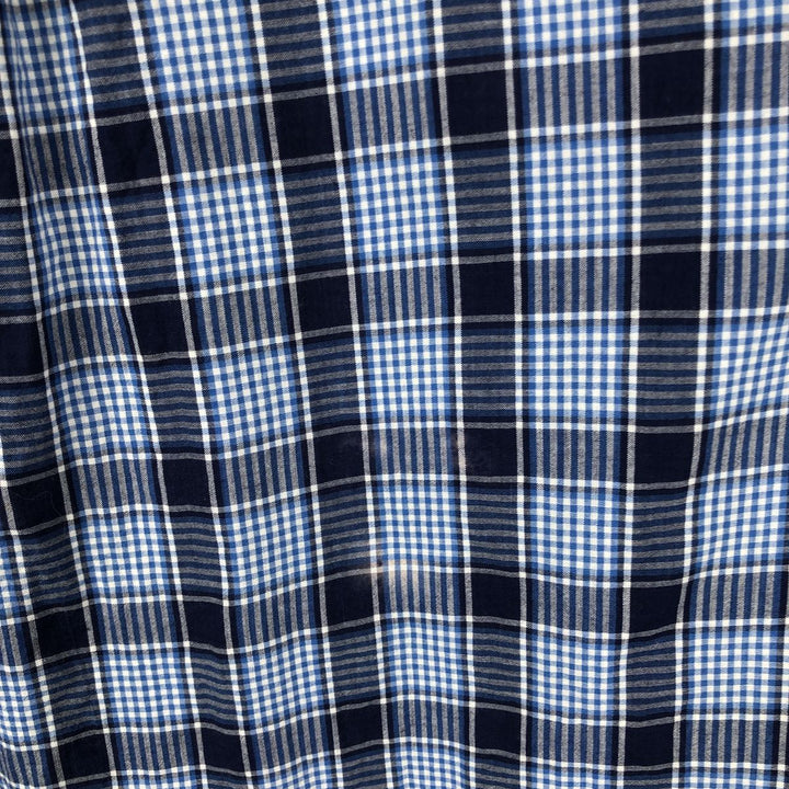Ralph Lauren BLAKE short sleeve button down check shirt, men's size L cotton navy blue type Vintage Second Hand
