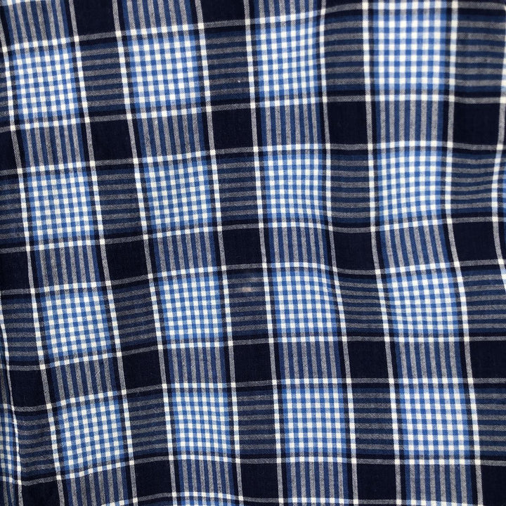 Ralph Lauren BLAKE short sleeve button down check shirt, men's size L cotton navy blue type Vintage Second Hand