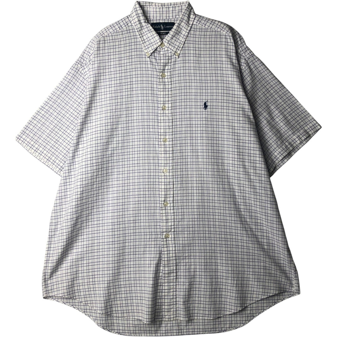 Ralph Lauren BLAKE short sleeve button down check shirt men's XL size cotton white type Vintage Second Hand