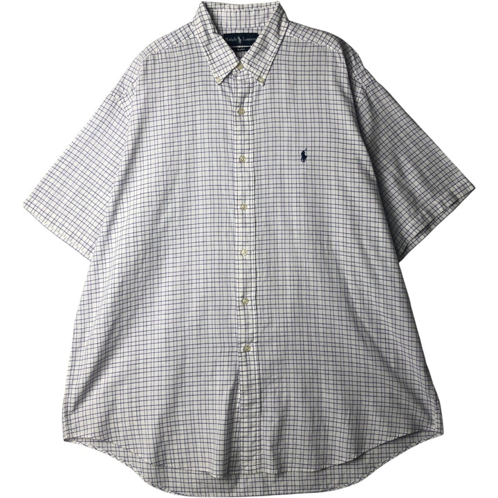 Ralph Lauren BLAKE short sleeve button down check shirt men's XL size cotton white type Vintage Second Hand
