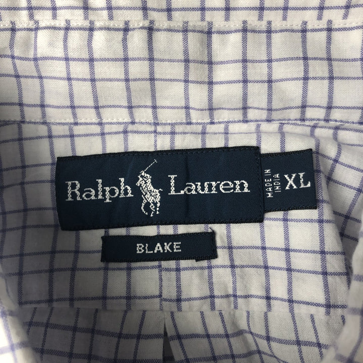 Ralph Lauren BLAKE short sleeve button down check shirt men's XL size cotton white type Vintage Second Hand