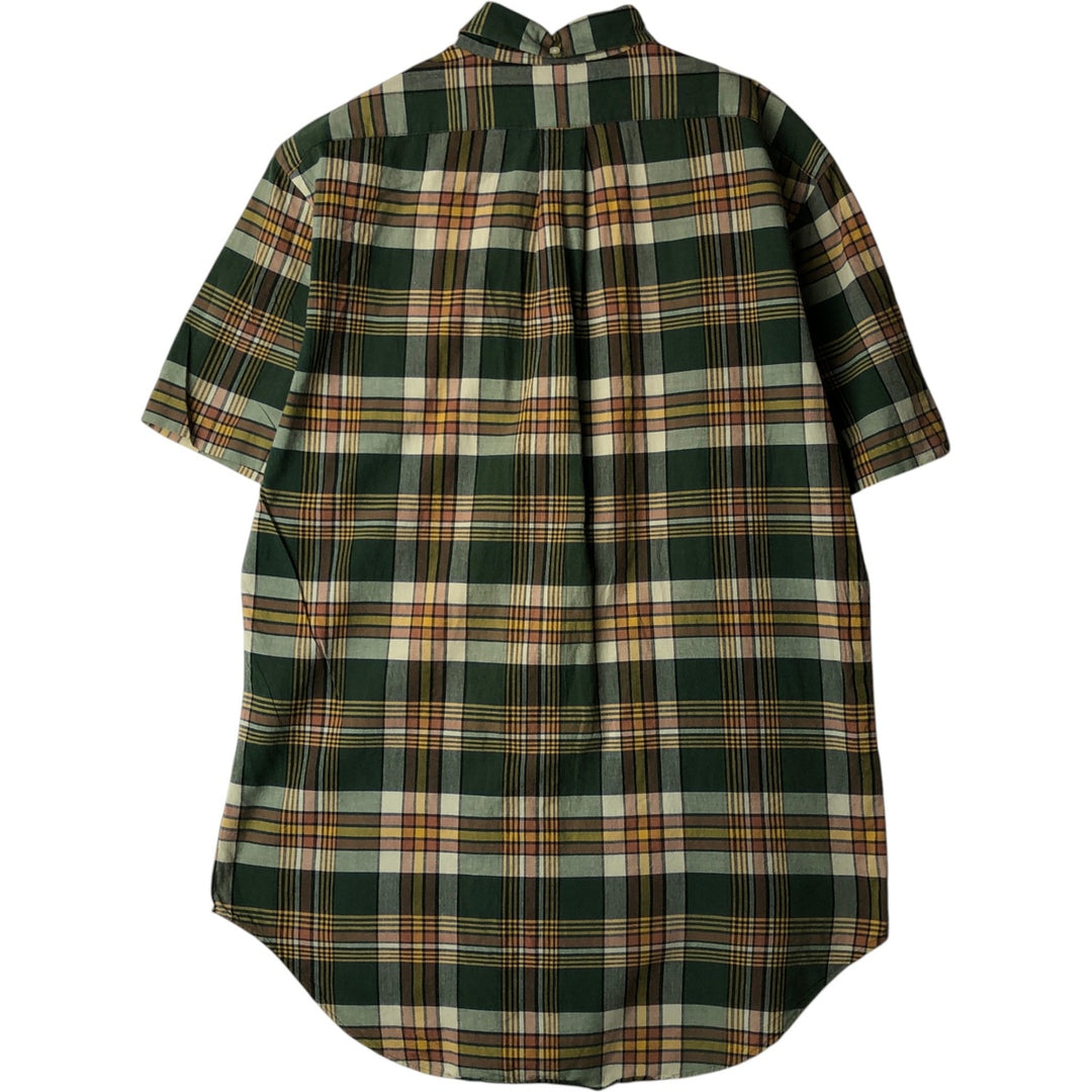 Ralph Lauren Classic Fit short sleeve button down check shirt, men's size M cotton green type Vintage Second Hand