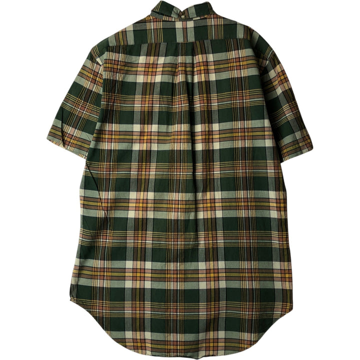 Ralph Lauren Classic Fit short sleeve button down check shirt, men's size M cotton green type Vintage Second Hand