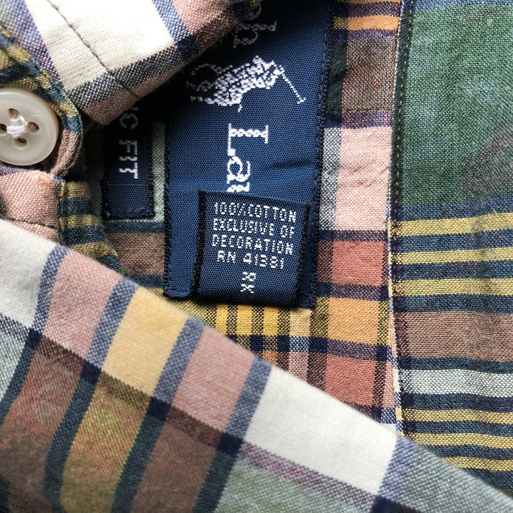 Ralph Lauren Classic Fit short sleeve button down check shirt, men's size M cotton green type Vintage Second Hand