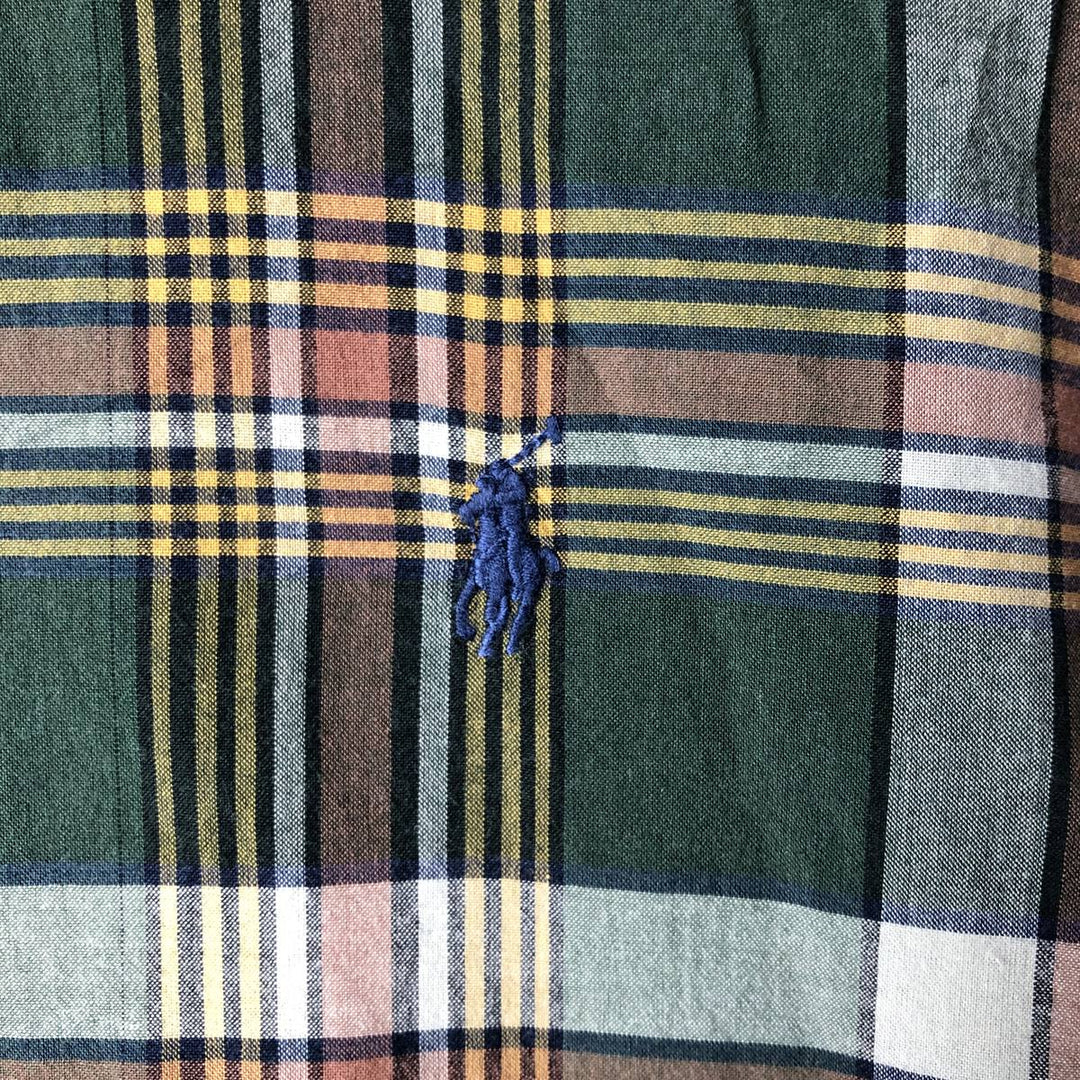 Ralph Lauren Classic Fit short sleeve button down check shirt, men's size M cotton green type Vintage Second Hand