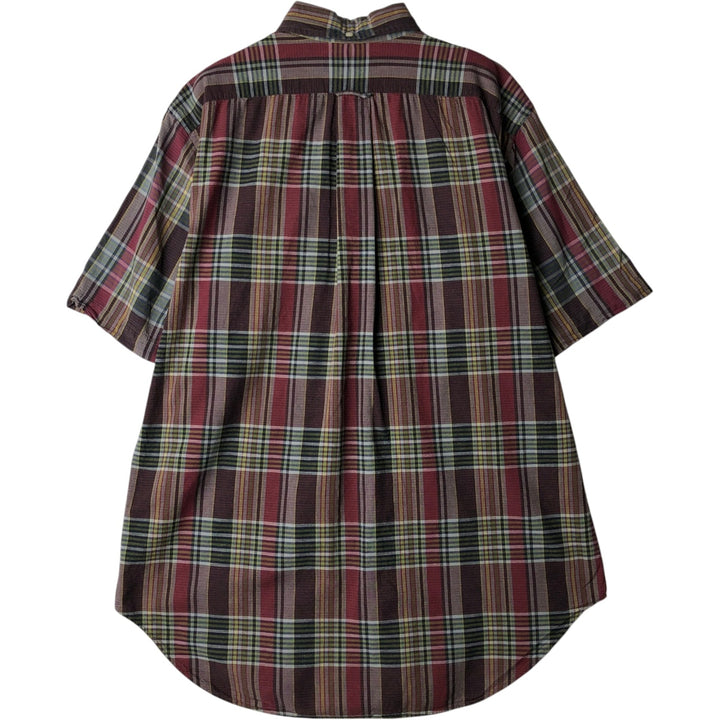 Ralph Lauren short sleeve button down check shirt, men's size M cotton Red type red-purple Vintage Second Hand