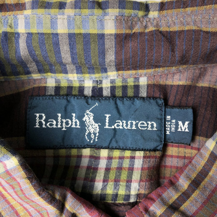 Ralph Lauren short sleeve button down check shirt, men's size M cotton Red type red-purple Vintage Second Hand