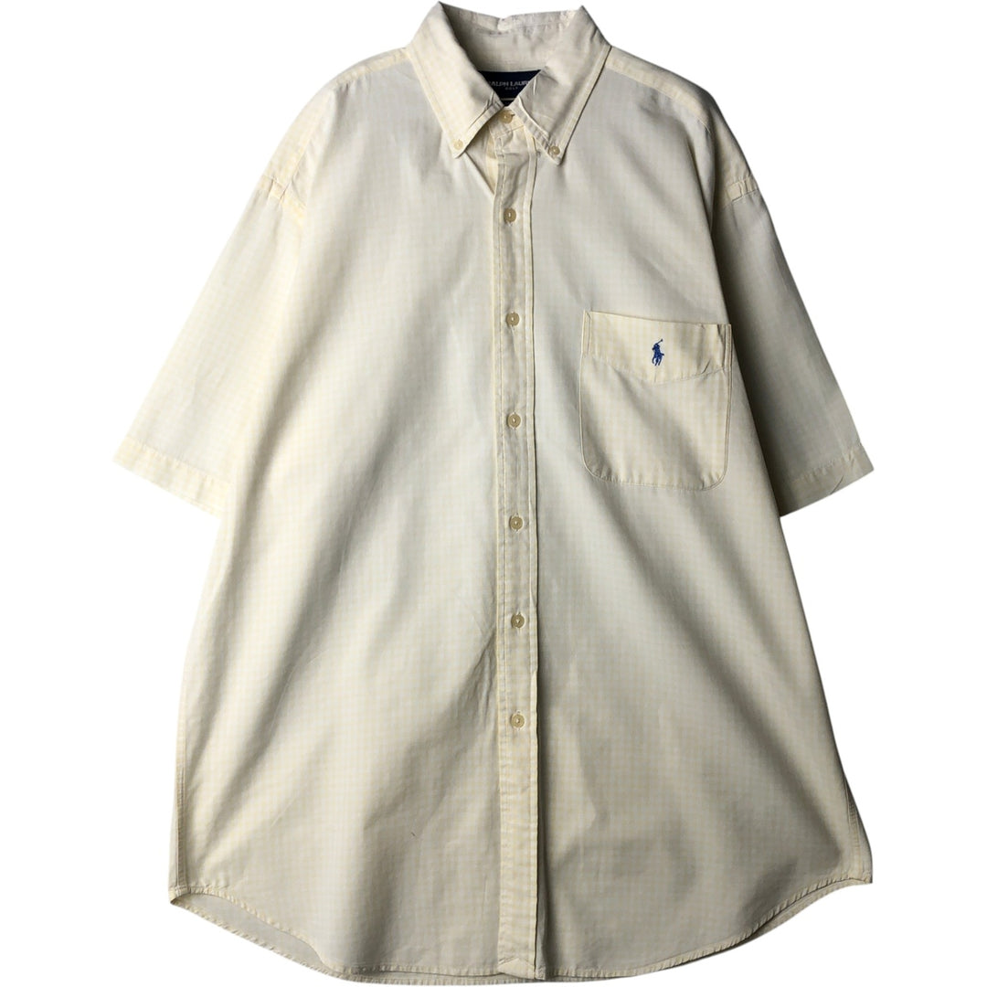 Ralph Lauren RALPH LAUREN GOLF TILDEN Gingham check short sleeve button down check shirt Men's L size cotton yellow type Vintage Second Hand
