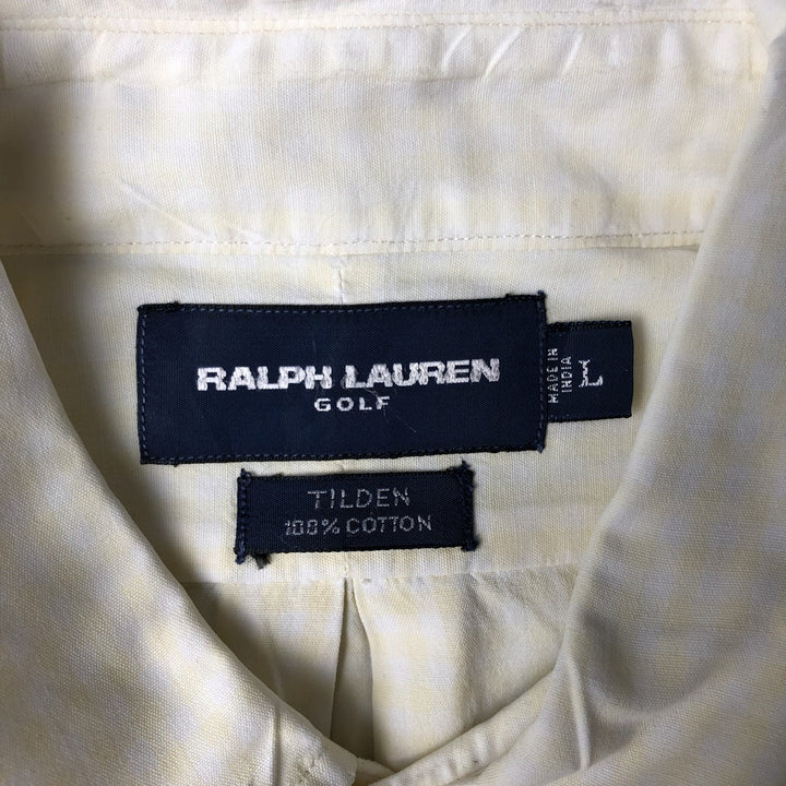 Ralph Lauren RALPH LAUREN GOLF TILDEN Gingham check short sleeve button down check shirt Men's L size cotton yellow type Vintage Second Hand