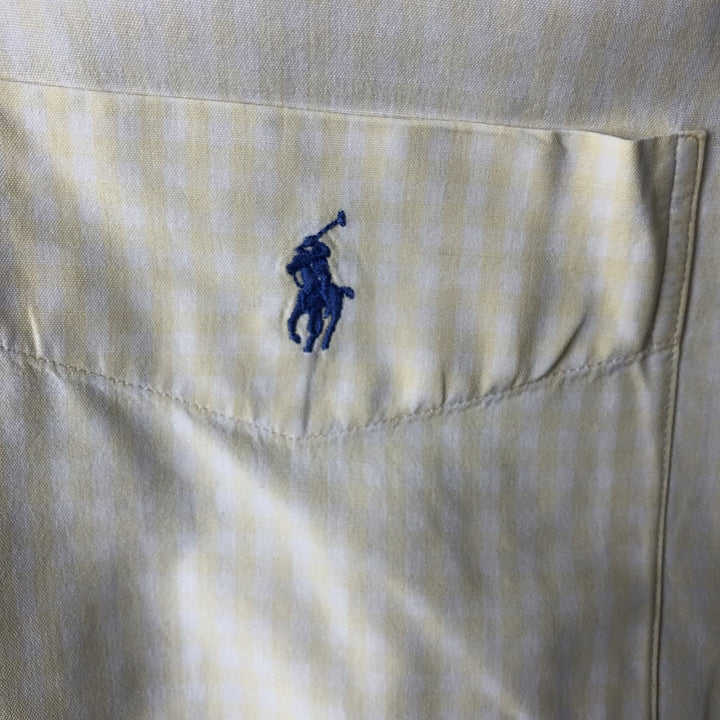 Ralph Lauren RALPH LAUREN GOLF TILDEN Gingham check short sleeve button down check shirt Men's L size cotton yellow type Vintage Second Hand
