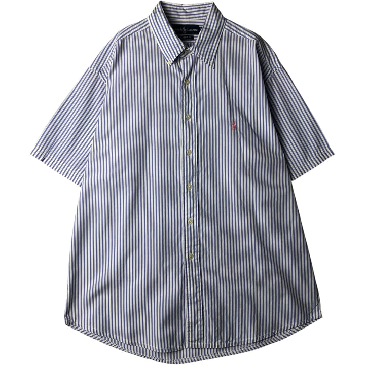 Ralph Lauren Classic Fit Short Sleeve Button Down Striped Shirt Men's XL cotton white type Vintage Second Hand