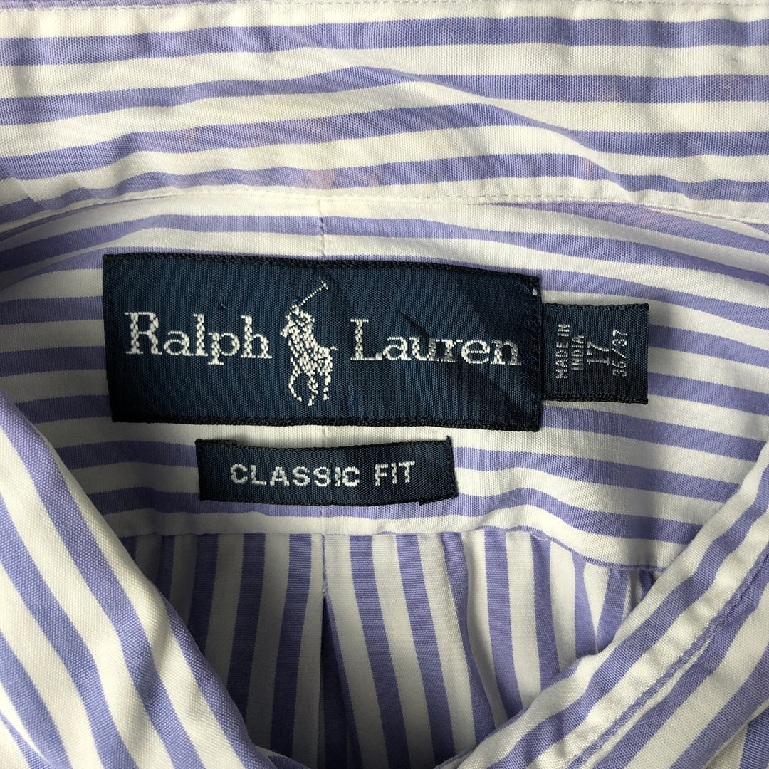 Ralph Lauren Classic Fit Short Sleeve Button Down Striped Shirt Men's XL cotton white type Vintage Second Hand