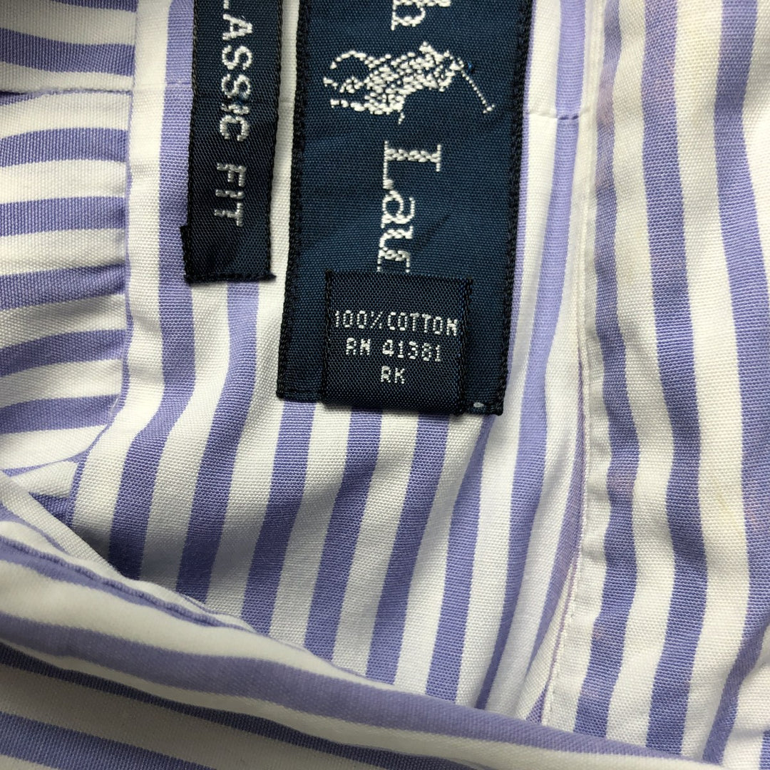 Ralph Lauren Classic Fit Short Sleeve Button Down Striped Shirt Men's XL cotton white type Vintage Second Hand